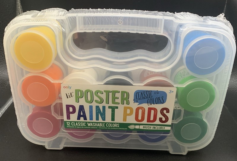 Ooly Lil' Poster Paint Pods 12 Classic Washable Colors Brush Included New