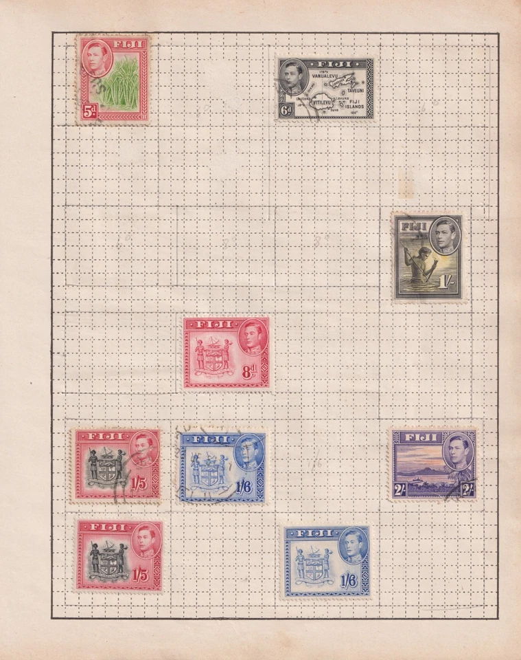 Colección de estampillas FIJI en 17 páginas - Estado mixto - QV en adelante Foto 4 de 4