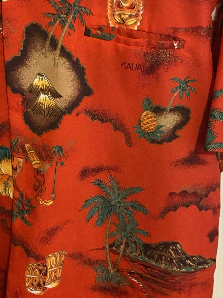 Vintage Maluna Hawaii Shirt Mens XL Short Sleeve Flowers Island Palm Trees Red - Image 2 of 4
