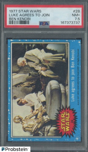1977 Topps Star Wars #28 Luke agrees to join Ben Kenobi — PSA 7.5