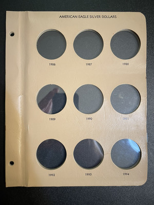Dansco Album Page #7181: American Silver Eagles, Page 1, 1986-1994