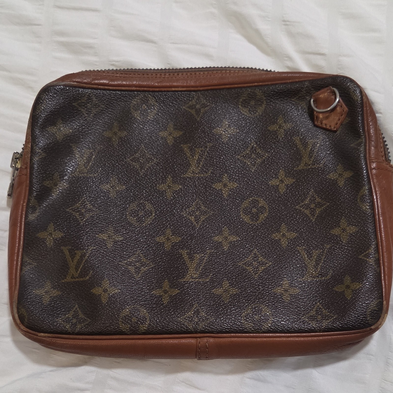 Louis Vuitton Shoulder Bag Brown Monogram Silver Hardware Zipper Accent
