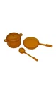 Vintage Barbie Kitchen Accessories Orange Translucent Amber Ladle Pan Kettle Lid