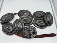 NATIVE AMERICAN NAVAJO HUGE STERLING SILVER HANDMADE CONCHO BELT 635GRAMS