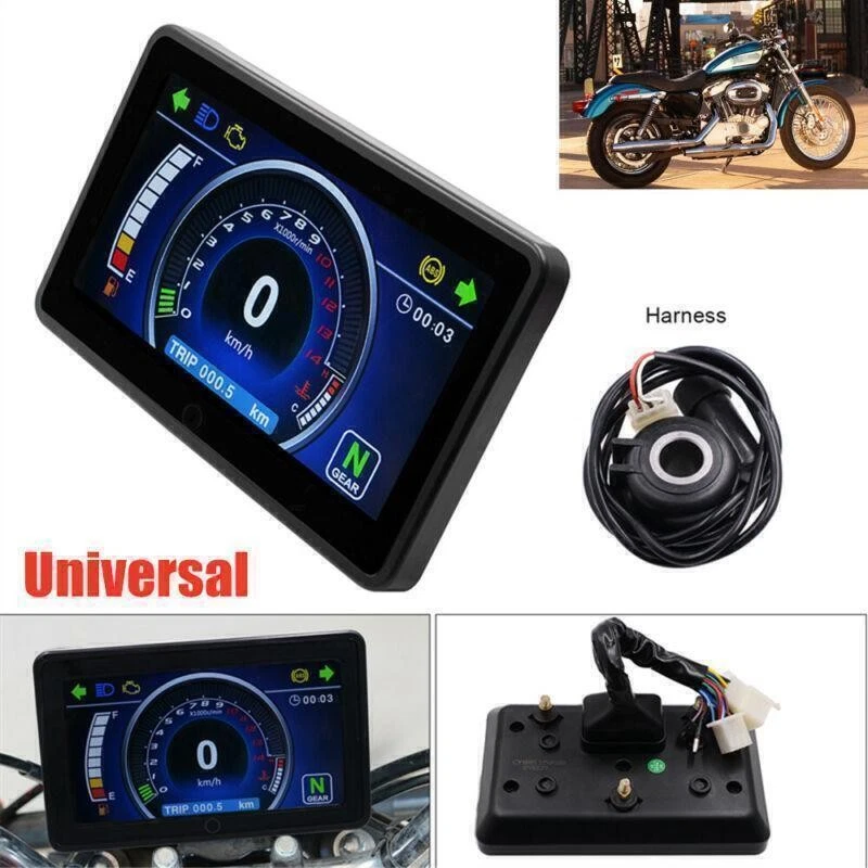 Motorcycle Full LCD Screen Speedometer Digital Odometer w/Speed SensorUniversal - Image 2 of 4