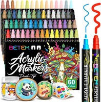 Acrylstifte Set 60 Farben Doppelspitze Wasserfest FüR Stein Holz Glas Keramik