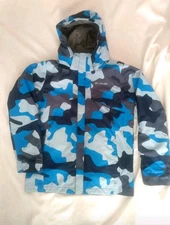 Columbia Big Boys Bugaboo IIInterchange Jacket  Blue Camouflage Ski Snowboard L 