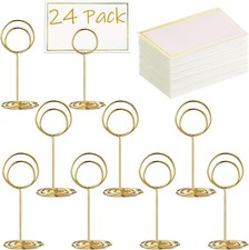 24 Pcs Premium Mini Table Number Holders and 24 Place Cards with Gold