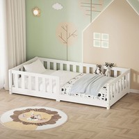 Kinderbett Holzbett Lattenrost Einzelbett Rausfallschutz Bett 80 X 160 Cm Weiß