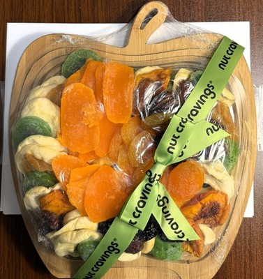 NUT CRAVINGS - Holiday Christmas Dried Fruit Flower Gift Basket ''NEW UNOPENED''.
