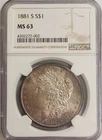1881 S Morgan Silver Dollar NGC MS63