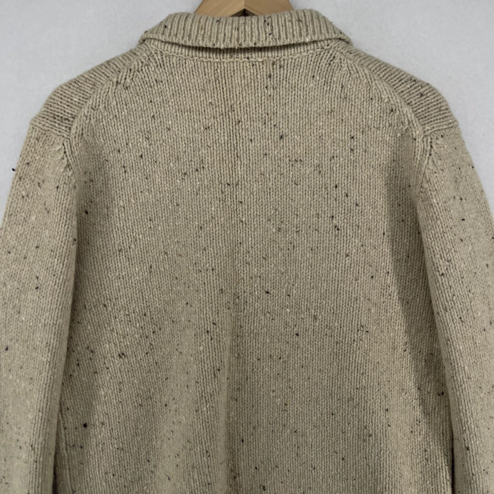 Свитер EAGLES EYE M из овечьей шерсти с крапинками кардиган на пуговицах 80-е бежевый винтажный - Изображение 4 из 4