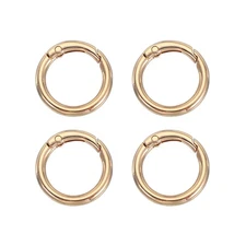 Spring O Rings, 4Pcs 1.1 Inch Metal Round Clips Keychain, Light Gold