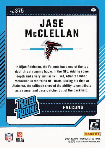 2024 Donruss #375 Jase McClellan - Picture 2 of 2