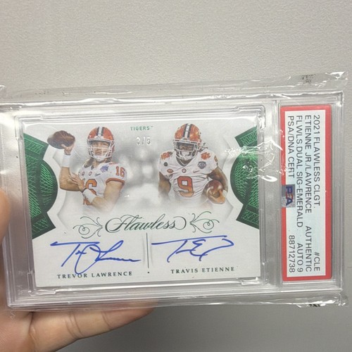 Panini 2021 Flawless Collegiate Dual Signatures Lawrence Etienne /5 PSA 9