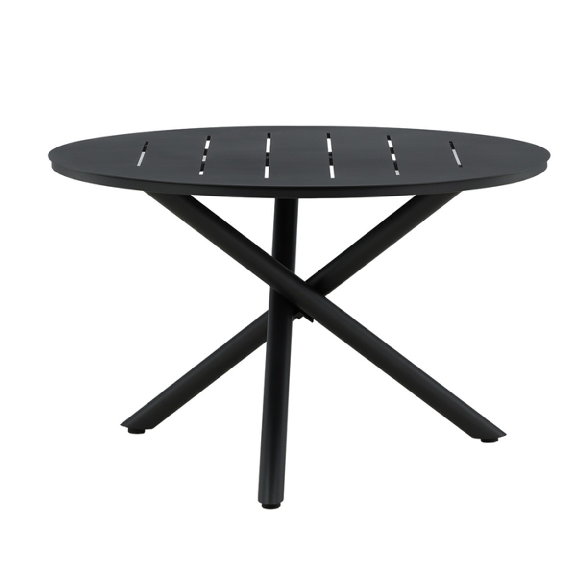 Table de jardin ronde Alma 120cm noir : mobilier extérieur rond en métal