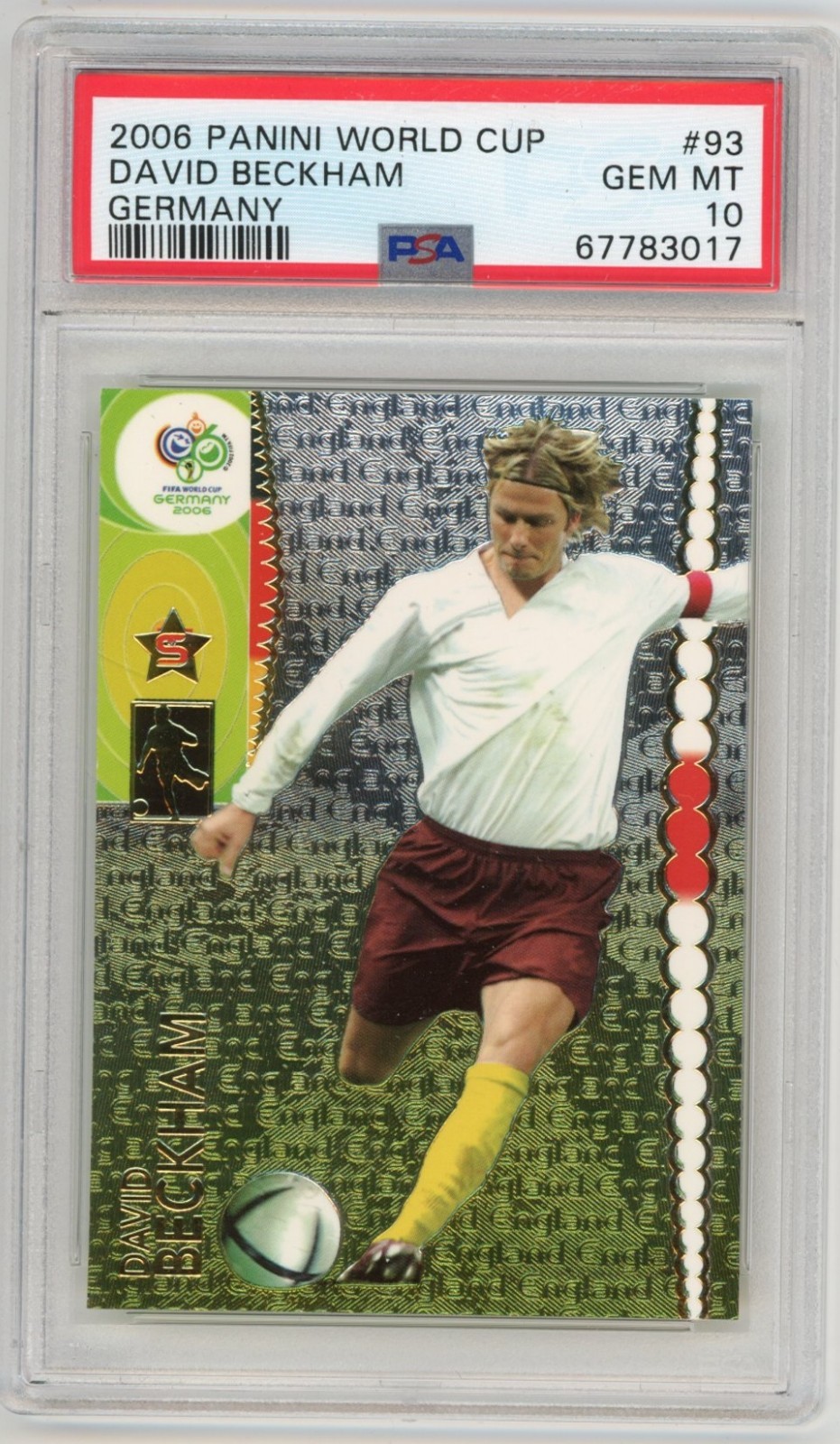 David Beckham 2006 Panini FIFA World Cup Germany PSA 10 #93
