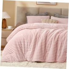 Fleece Comforter Set -Super Soft Warm Fluffy Bedding, Luxury Queen Pink
