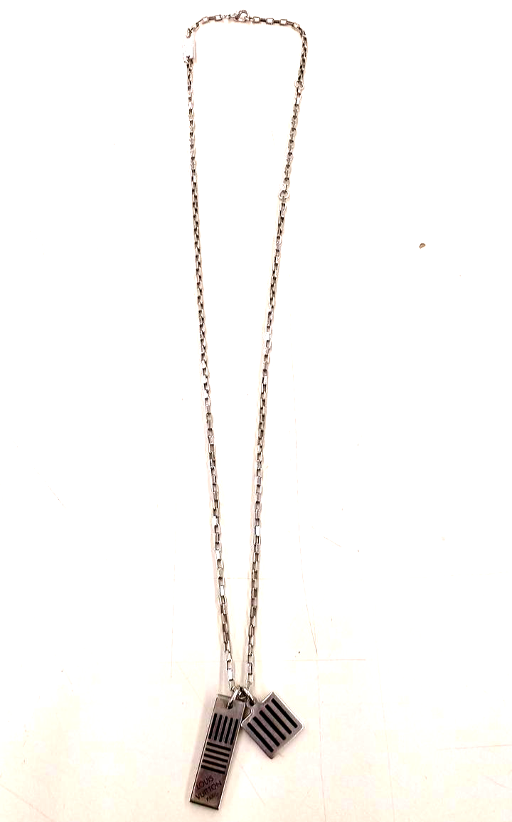 Louis Vuitton Collier Damier Colors Necklace Silver Tone Louis Vuitton Collier Damier Colors Necklace Silver Tone