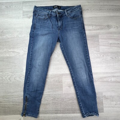 Just Black Jeans Womens 31 Petite Blue Denim Mid Rise 31x25 Zip Buttons Skinny
