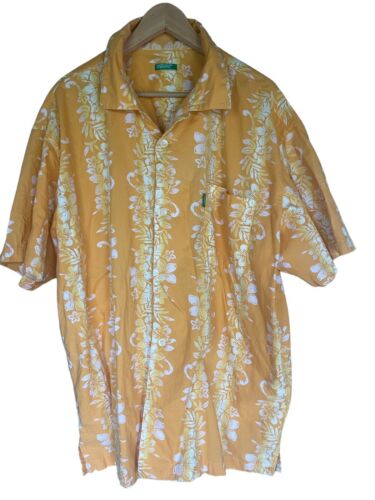 Vintage 80s HUTSPAH Hawaiian Aloha Button Up Shirt Medium Multi-Color Island