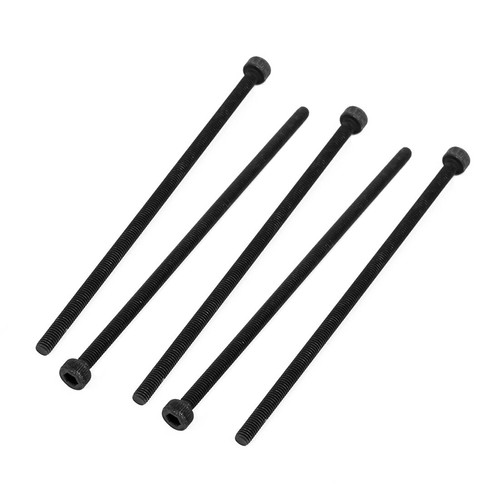 Vis Tête Capuchon Moletée M4 X 100mm - 5 Pièces Noir - Alliage Acier Grade 12.9 - Filetage Entier - Pour Bricolage Et Assemblage
