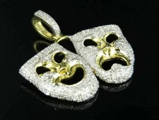 1Ct Round Lab-Created Diamond Laugh Now Cry Later Pendant 14K Yellow Gold Over