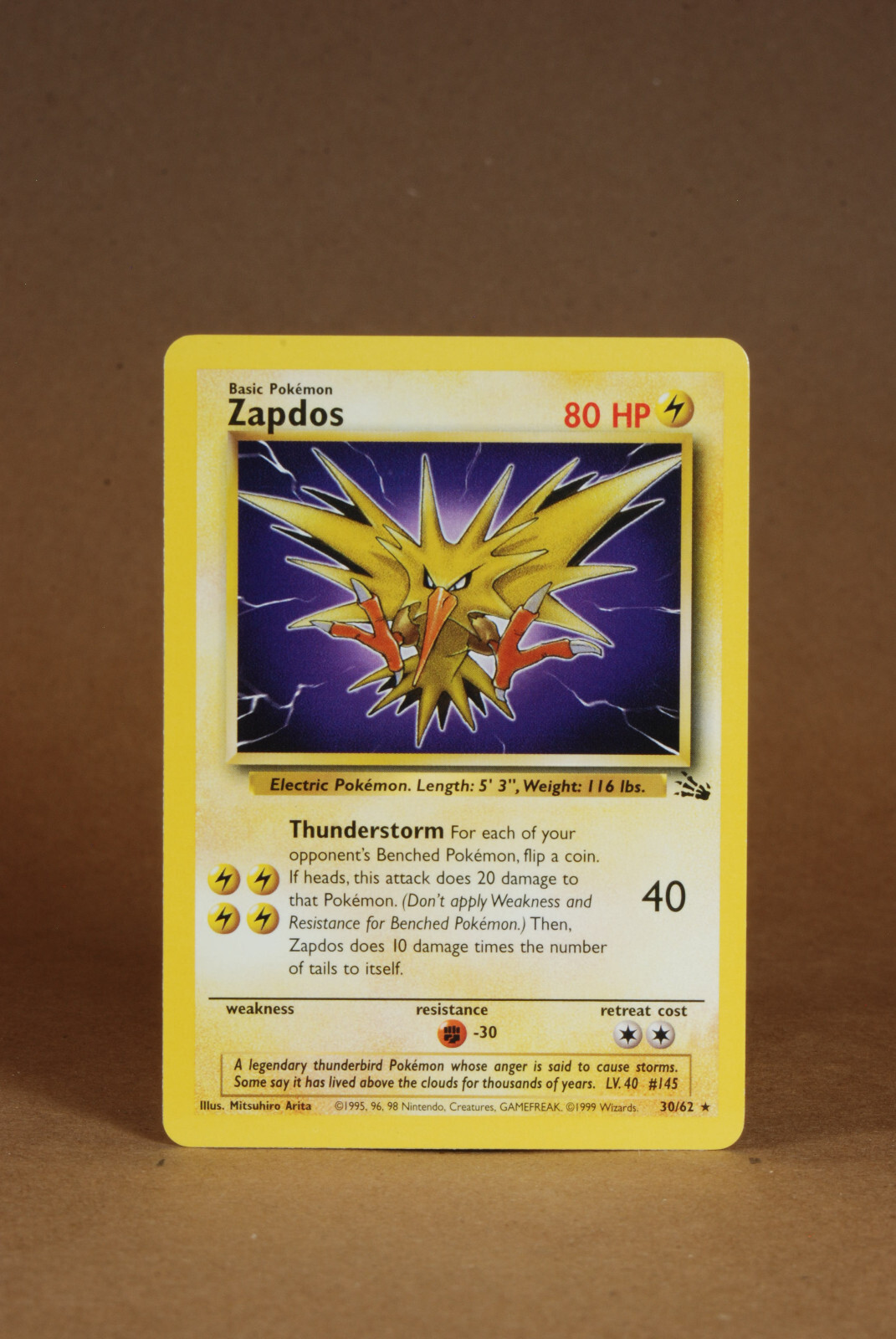 Pokemon card ccg Zapdos 30/62 Fossil Regular 1999 nm/m never played with