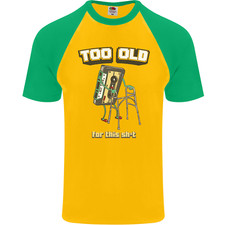 Too Old for This Sh!t Funny Music DJ Vinyl Mens S/S Baseball T-Shirt