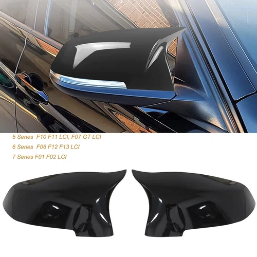 Gloss Black Mirror Cover Cap For BMW 5 6 7 Series 14-16 F10 F11 LCI F01 F06 F07