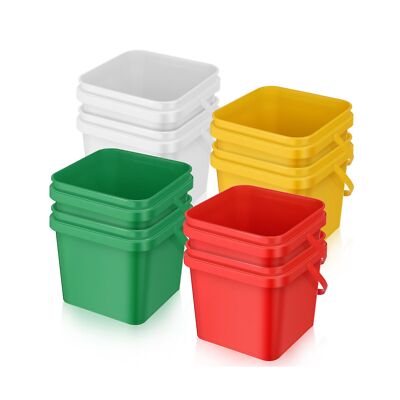 Mifoci 8 Pcs Plastic Bucket 5 Quart Square Cleaning Bucket Utility Small Pail...