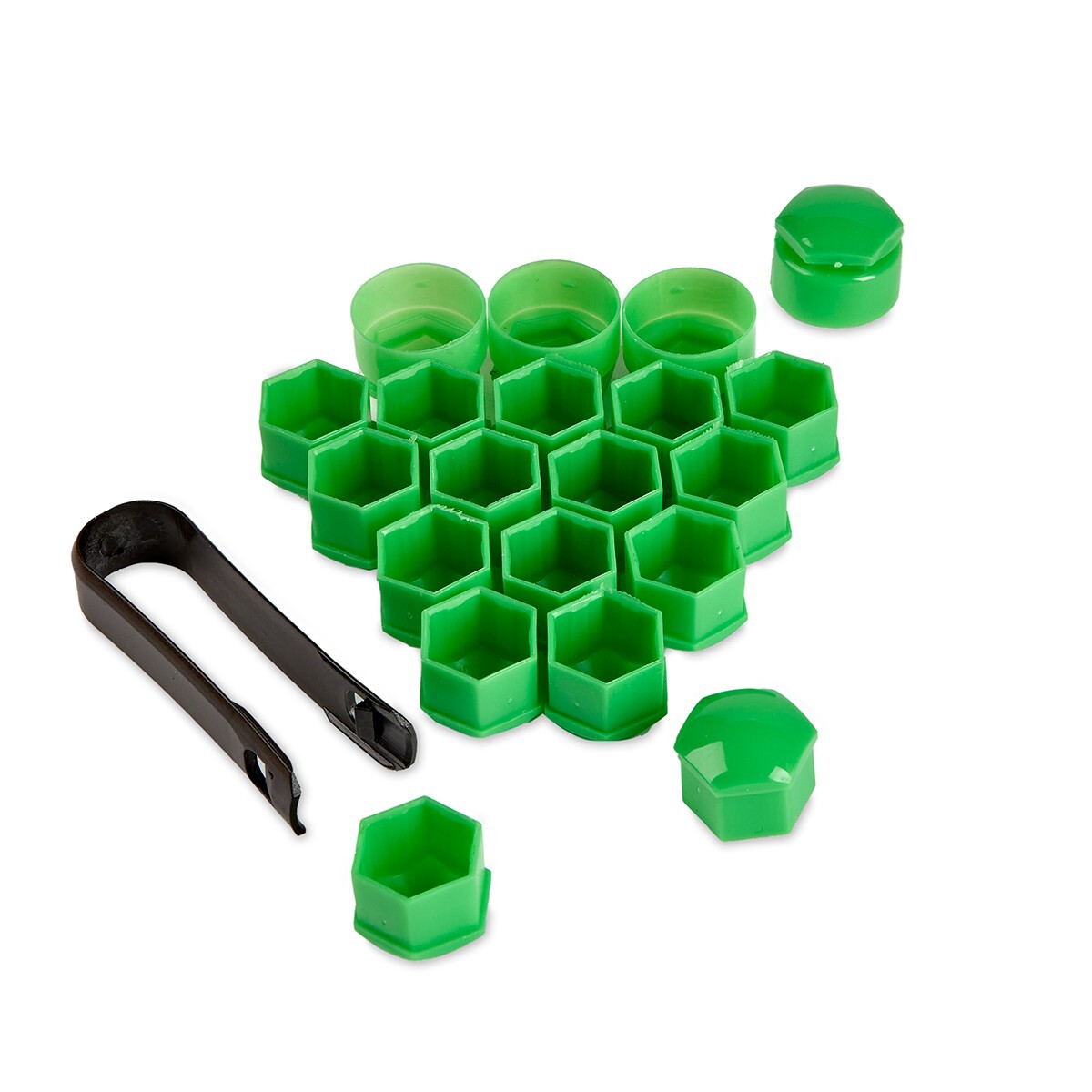 17mm Gloss Green Alloy Wheel Nut Bolt Covers – Universal Fit ABS Plastic – Set Of 20? (22mm X 18mm Caps)