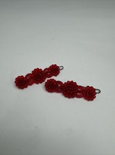 Pair Of Vintage Red Grape Hair Clips Plastic And Metal