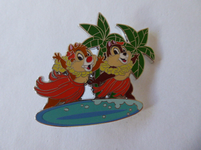 Disney Trading Pins 164680     DLP - Hula Chip and Dale on Surfboard - Small Wor