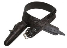 Showman 38/357 Caliber Tooled Dark Leather Western Gun Holster  Belt