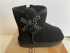 NIB-KOOLABURRA BY UGG LITTLE GIRL'S VICTORIA MINI DOTS WINTER BLACK BOOTS SIZE 7