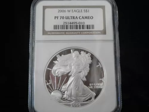 2006 W PROOF SILVER EAGLE NGC PF70 ULTRA CAMEO CLASSIC BROWN LABEL