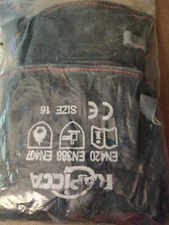 (Pair) Rapicca Welding Gloves Fire Heat Resistant Fireproof Leather Black 16"