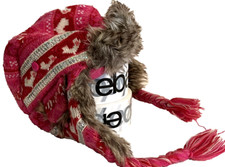 Hat Trapper Style Girls Size 2-4 Yr Pink Silver Faux Fur Lined Sequin