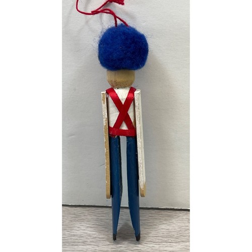 Vintage Toy Soldier Christmas Tree Ornament Handmade USA Patriotic Colors 4.5" - Picture 2 of 6