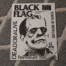 Concert Club Poster Black Flag IIII 11x14" Frankenstein Boris Karloff Punk Gig !