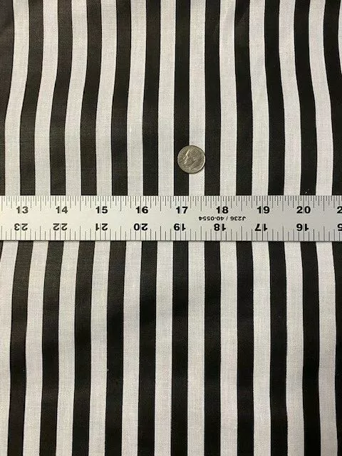 Black and White Narrow Stripes Cotton blend fabric sold by the Yard -59