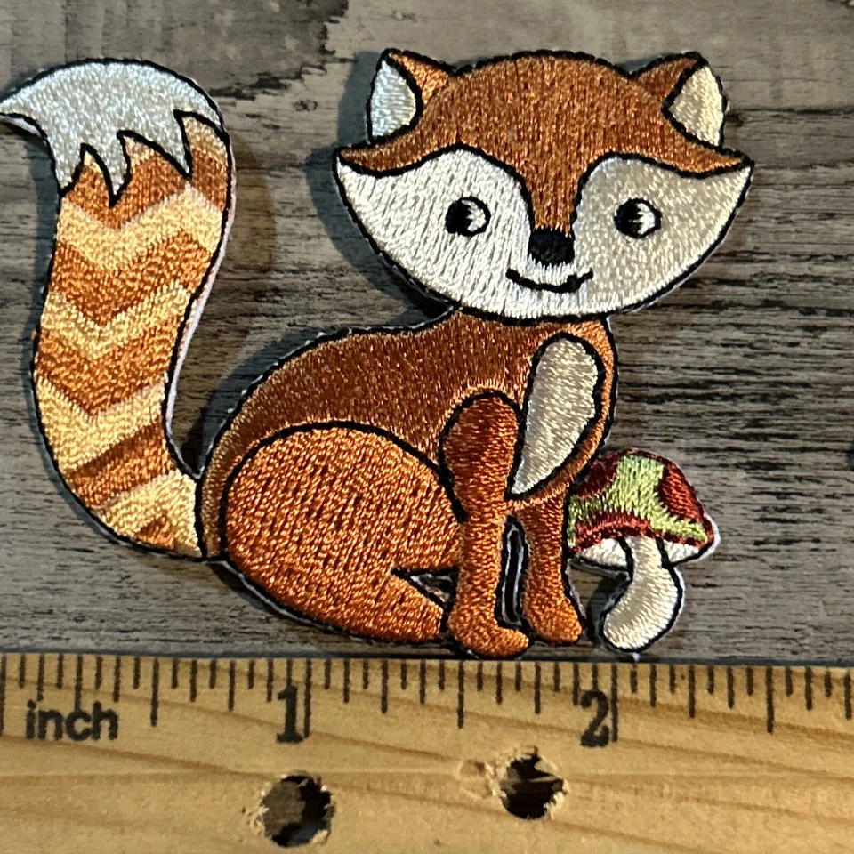 Pair Of Embroidered Fox Patches Iron On 2.5” Wildlife Foxes Mushroom - Image 4 of 4
