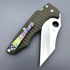 Spyderco YoJumbo C253GP Plain Edge Satin - S30V - OD Green Micarta w/ Ti clip