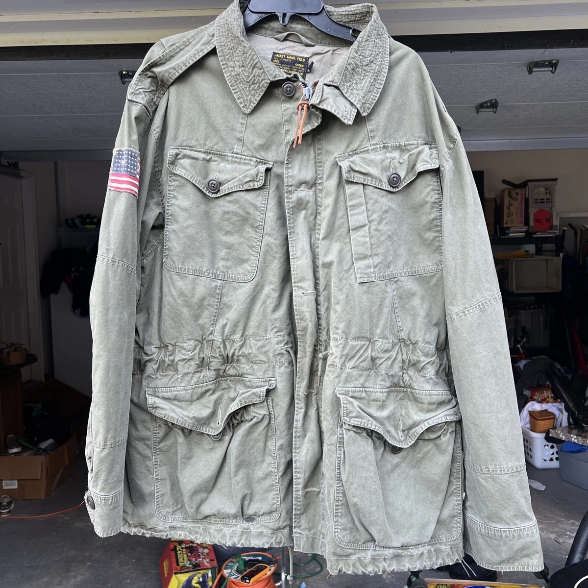 POLO RALPH LAUREN M65 FIELD JACKET COAT XL MILITARY ARMY US FLAG PATCH PALACE