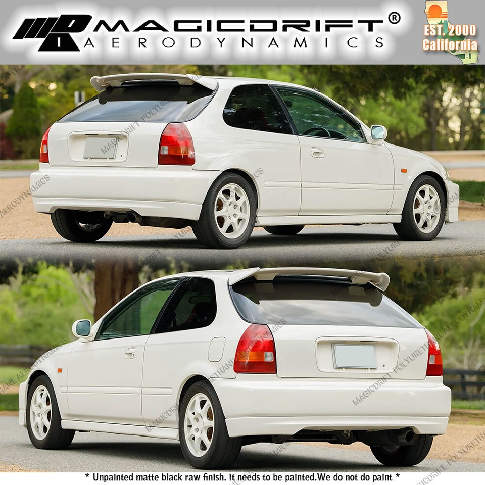 For 96-00 Honda Civic EK9 Type R CTR REAR Bumper PU Lip 3DR Hatchback ...