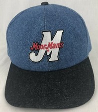Vintage MoorMans SnapBack Trucker Denim Hat Cap K Products USA Farm Seed Blue