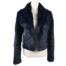 Vintage Y2k Express Navy Blue Rabbit Fur Jacket S
