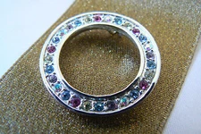Beautiful silver plate Fashion multi color crystal Circle Wreath Slide Pendant