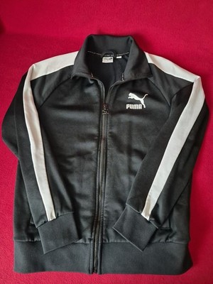 Puma Full Zip Track Jacket Men's Small Black White Polyester